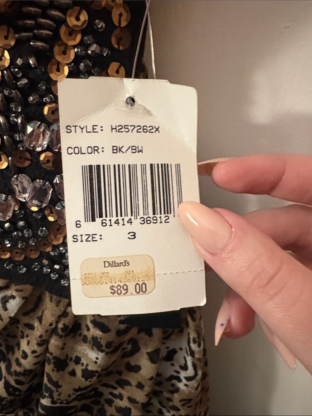 NWT: Teeze Me Leopard Print Strapless Dress in Black and Tan - Picture 4 of 7